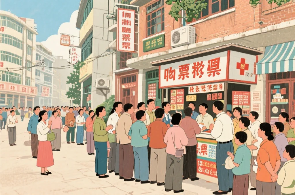 早期彩票销售点,人们充满期待