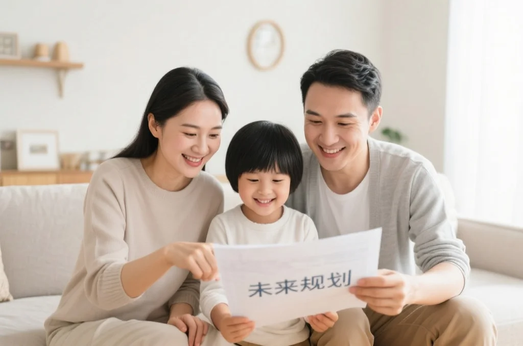 一家人共同规划未来,充满希望